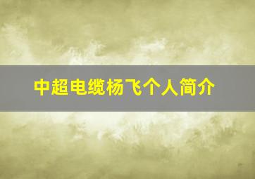 中超电缆杨飞个人简介