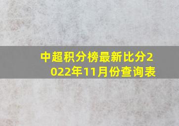 中超积分榜最新比分2022年11月份查询表