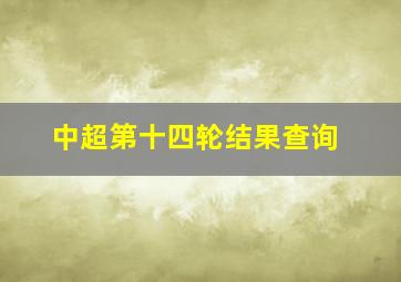 中超第十四轮结果查询