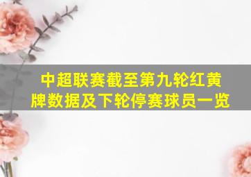 中超联赛截至第九轮红黄牌数据及下轮停赛球员一览