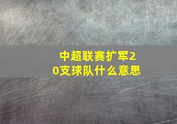 中超联赛扩军20支球队什么意思