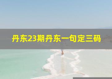 丹东23期丹东一句定三码