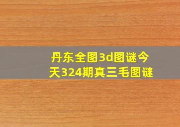 丹东全图3d图谜今天324期真三毛图谜