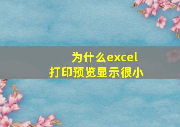 为什么excel打印预览显示很小