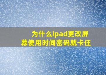 为什么ipad更改屏幕使用时间密码就卡住