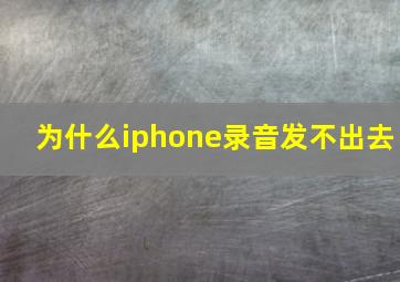 为什么iphone录音发不出去