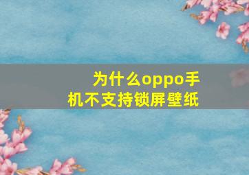 为什么oppo手机不支持锁屏壁纸