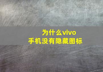 为什么vivo手机没有隐藏图标