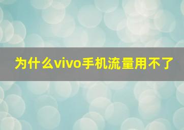 为什么vivo手机流量用不了