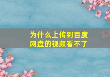 为什么上传到百度网盘的视频看不了