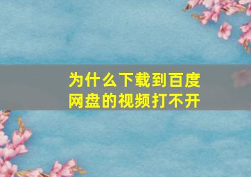 为什么下载到百度网盘的视频打不开