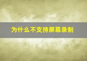 为什么不支持屏幕录制