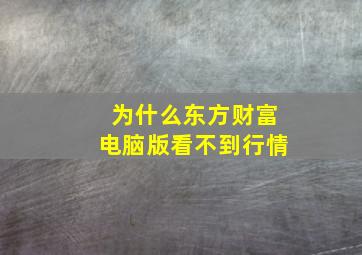 为什么东方财富电脑版看不到行情