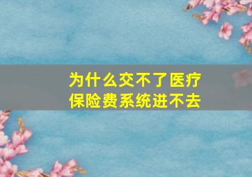 为什么交不了医疗保险费系统进不去