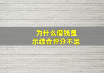 为什么借钱显示综合评分不足