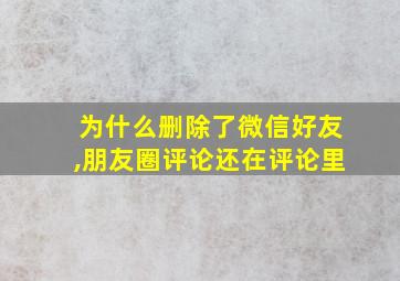 为什么删除了微信好友,朋友圈评论还在评论里