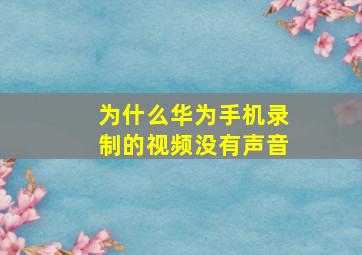 为什么华为手机录制的视频没有声音