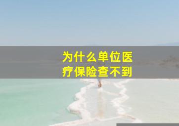 为什么单位医疗保险查不到