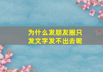 为什么发朋友圈只发文字发不出去呢