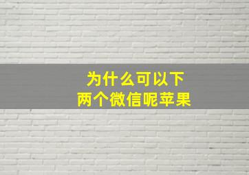 为什么可以下两个微信呢苹果