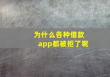 为什么各种借款app都被拒了呢