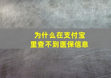 为什么在支付宝里查不到医保信息