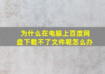 为什么在电脑上百度网盘下载不了文件呢怎么办