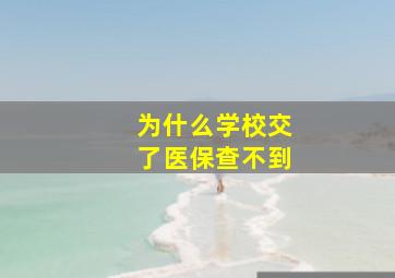 为什么学校交了医保查不到