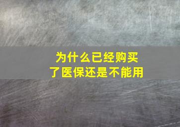 为什么已经购买了医保还是不能用