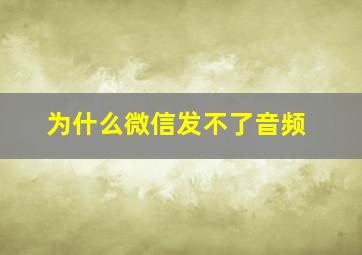 为什么微信发不了音频