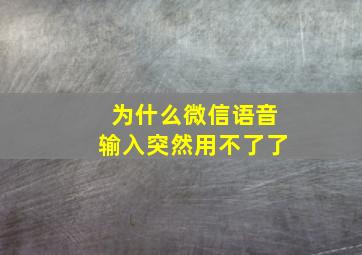 为什么微信语音输入突然用不了了