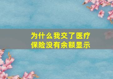 为什么我交了医疗保险没有余额显示