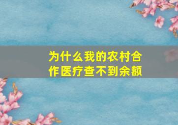 为什么我的农村合作医疗查不到余额