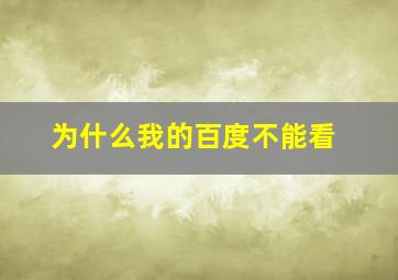 为什么我的百度不能看