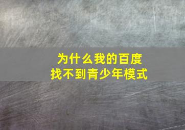 为什么我的百度找不到青少年模式