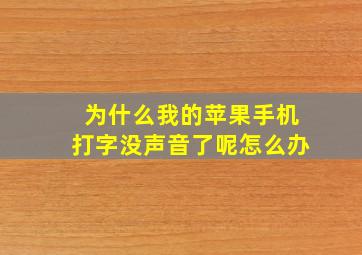 为什么我的苹果手机打字没声音了呢怎么办