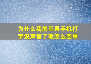 为什么我的苹果手机打字没声音了呢怎么回事