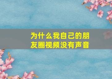 为什么我自己的朋友圈视频没有声音