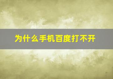 为什么手机百度打不开