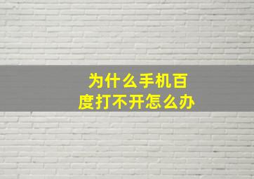 为什么手机百度打不开怎么办