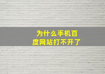 为什么手机百度网站打不开了