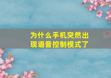 为什么手机突然出现语音控制模式了