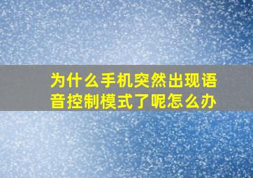 为什么手机突然出现语音控制模式了呢怎么办