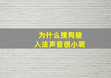 为什么搜狗输入法声音很小呢