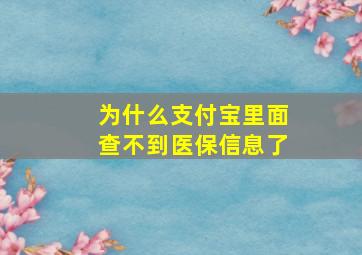 为什么支付宝里面查不到医保信息了