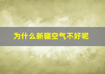 为什么新疆空气不好呢