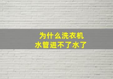 为什么洗衣机水管进不了水了