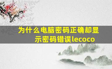 为什么电脑密码正确却显示密码错误lecoco