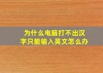 为什么电脑打不出汉字只能输入英文怎么办