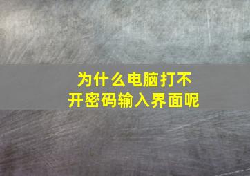 为什么电脑打不开密码输入界面呢